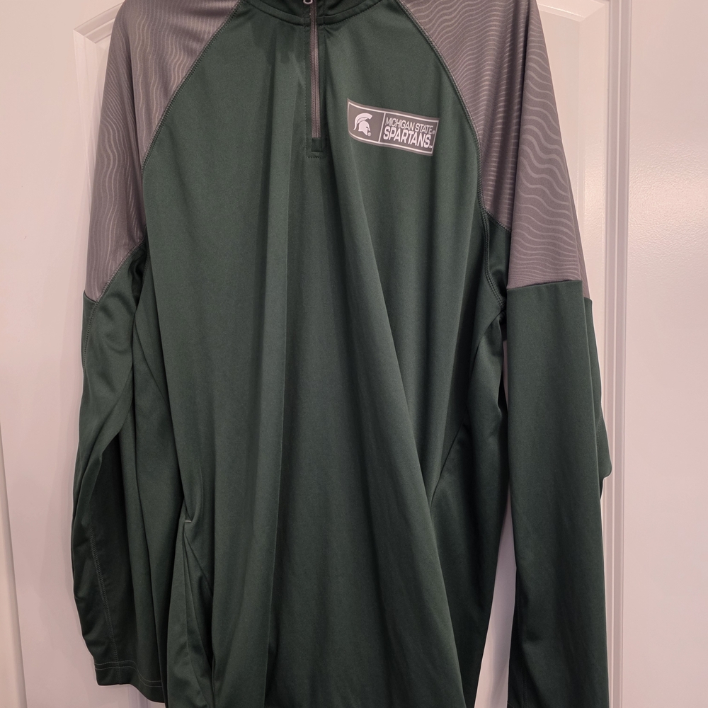Michigan State Spartans Men's Green and Gray Quarter-Zip Pullover
